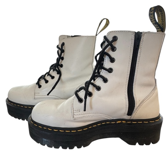 Dr. Martens Womens Jadon White Leather Platform Zipper Combat Boots Size 7 US - Picture 1 of 8